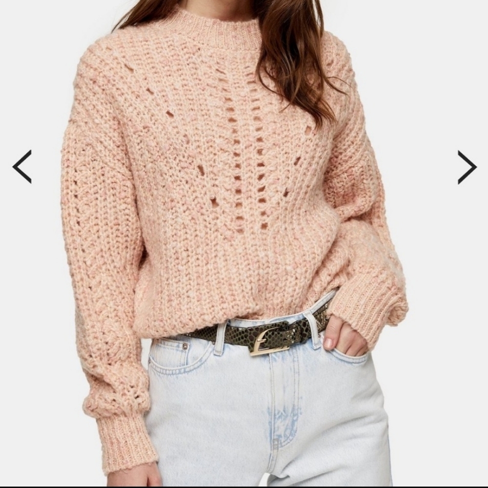 Topshop Open Knit Sweater Sz 12 Pink 901